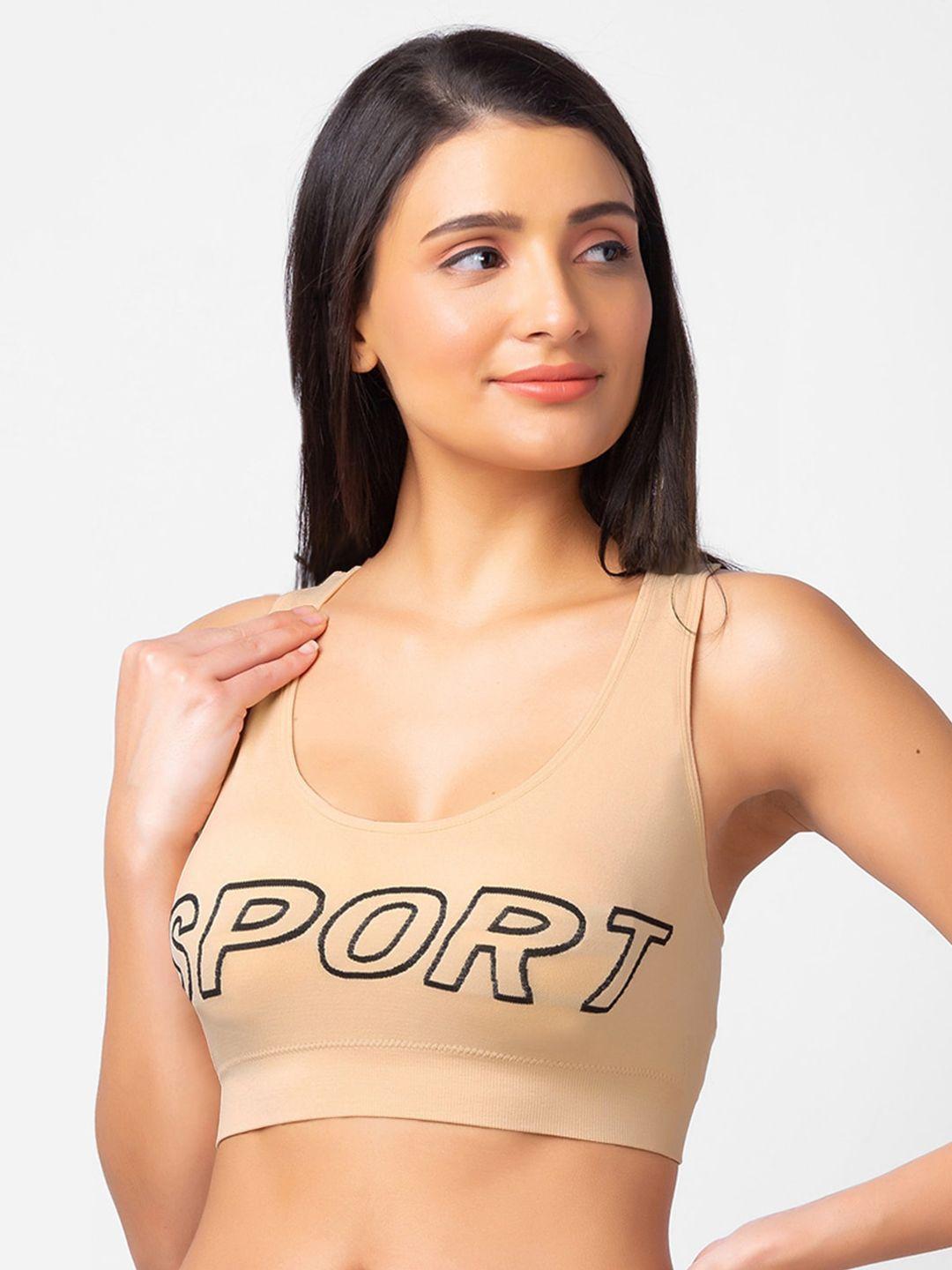 fashionrack typography anti-odour padded seamless cotton sports bra