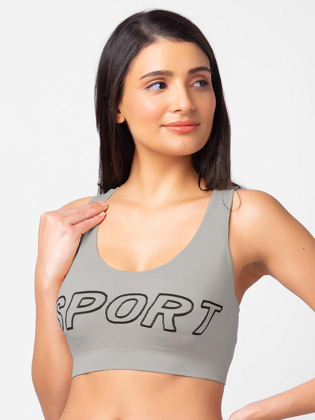 fashionrack typography anti-odour seamless cotton sports bra