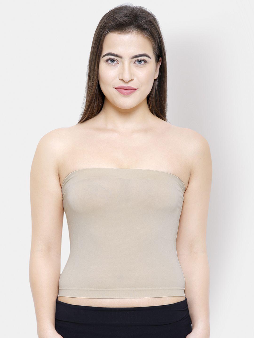 fashionrack women beige solid strapless cropped camisole 011