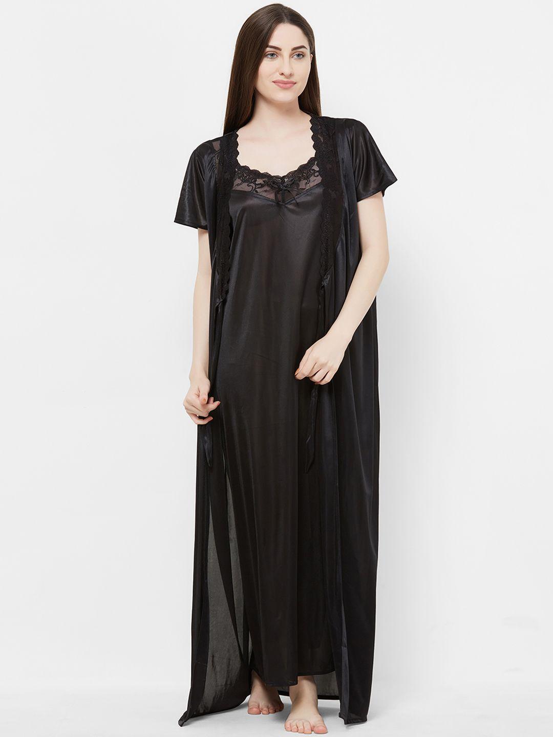 fashionrack women black solid nightdress
