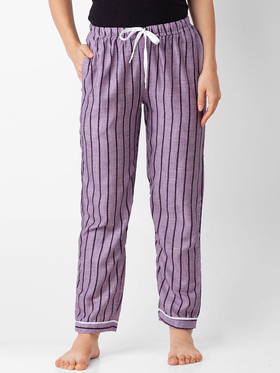 fashionrack women grey striped cotton lounge pants