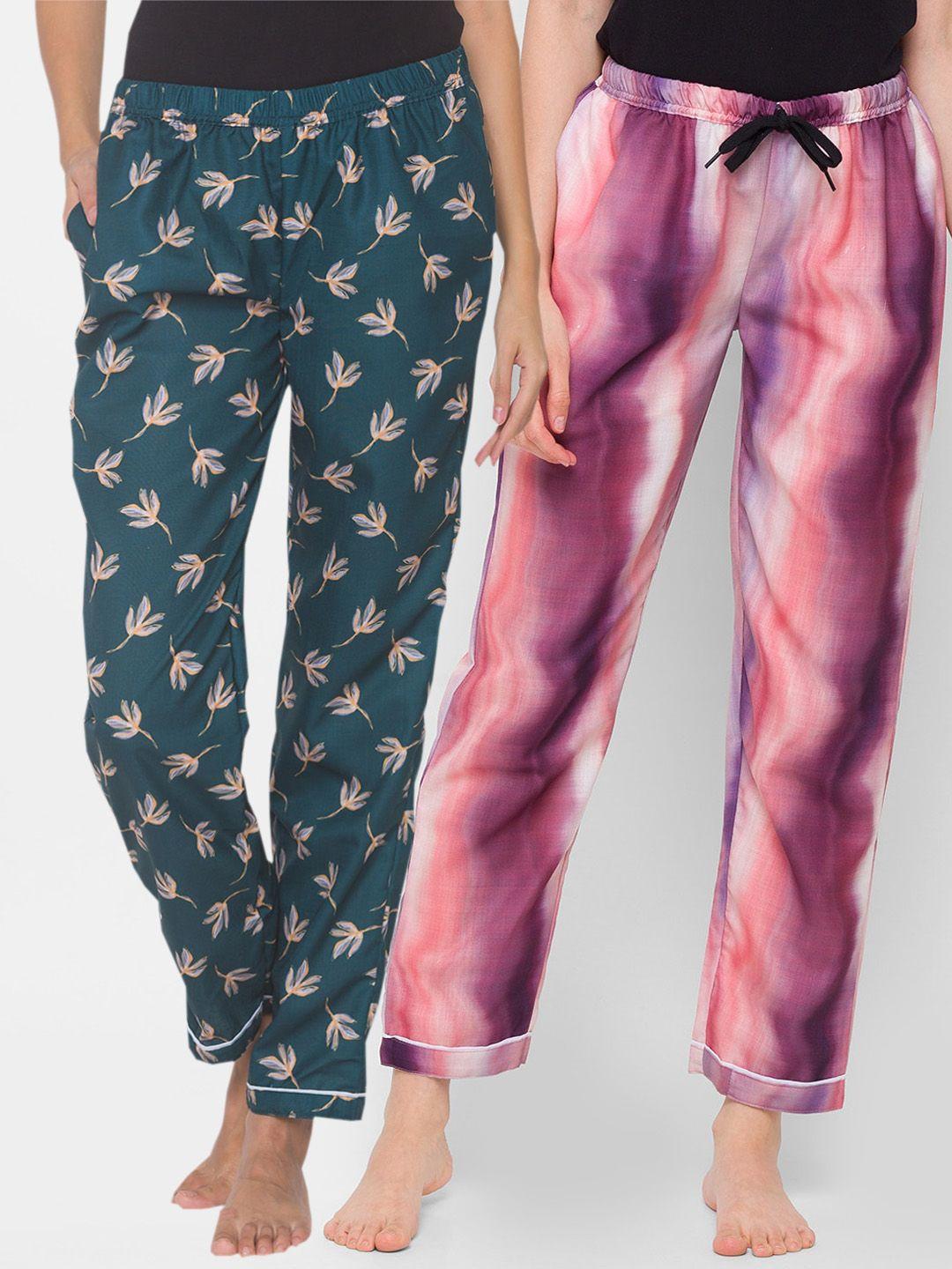 fashionrack women pack of 2 printed cotton lounge pants