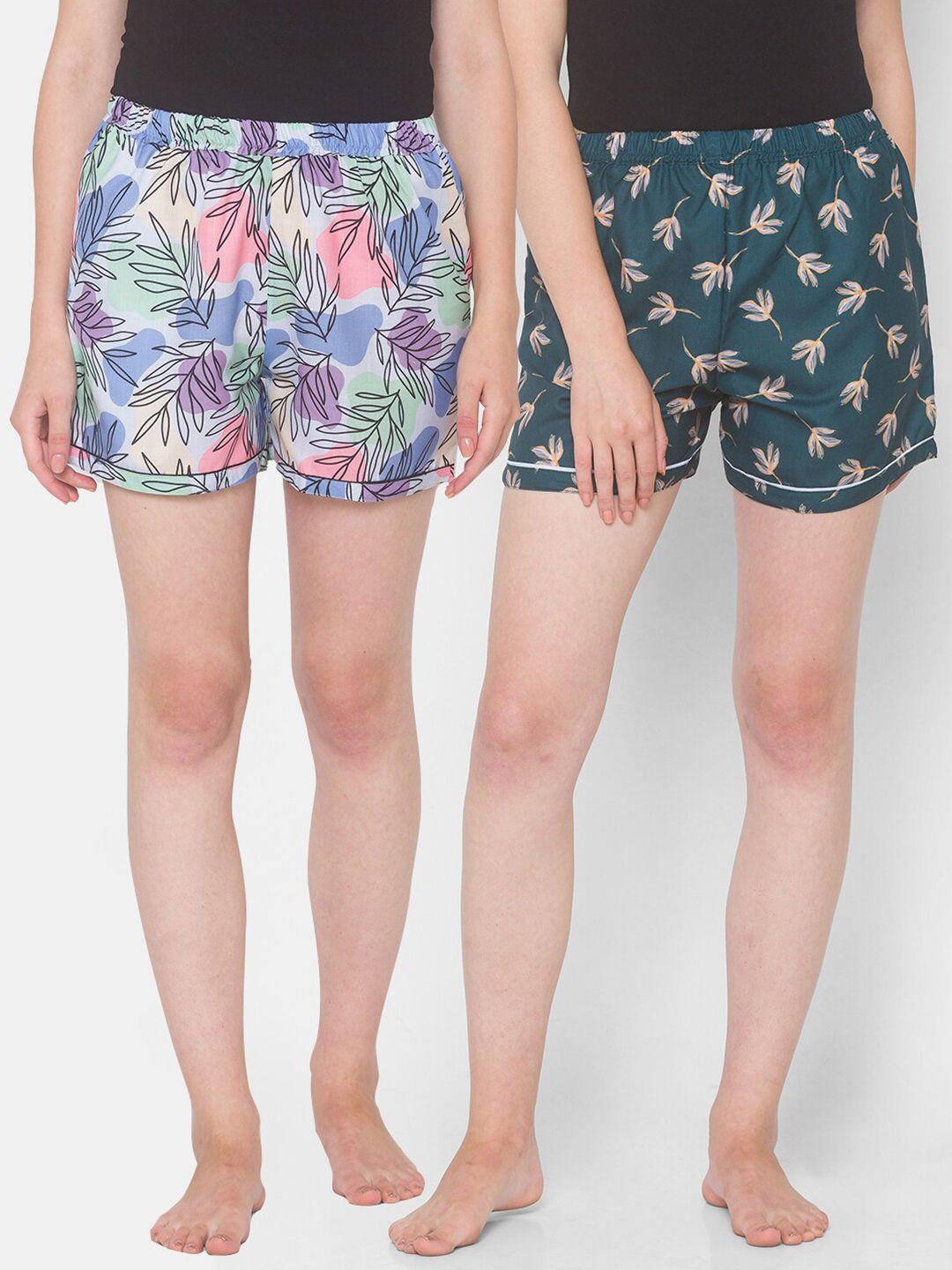 fashionrack women pack of 2 printed cotton lounge shorts