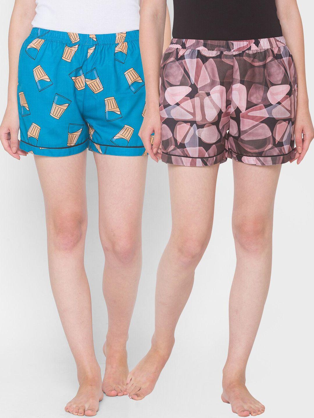 fashionrack women pack of 2 printed lounge shorts