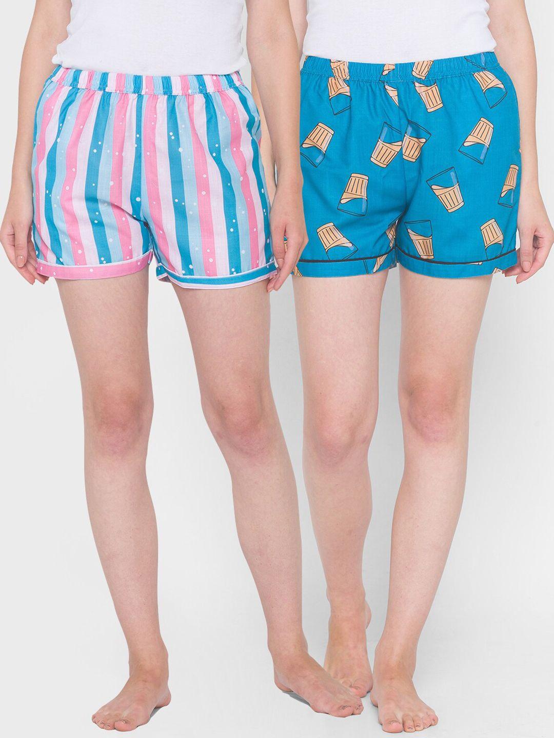 fashionrack women pack of 2 printed lounge shorts