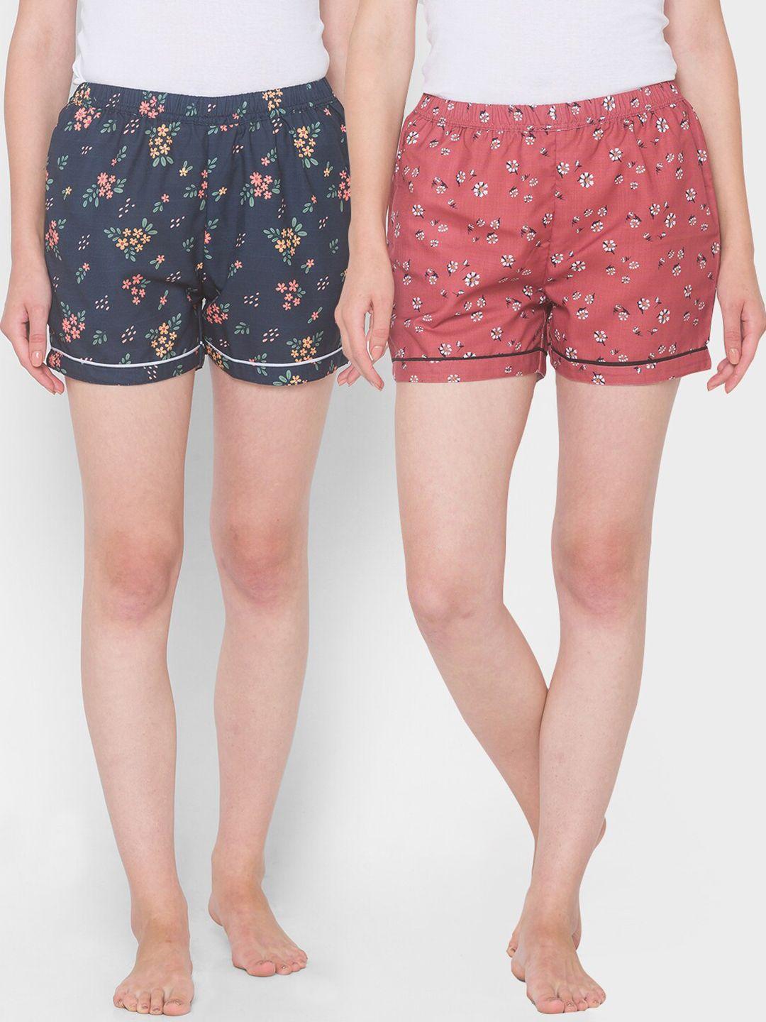 fashionrack women set of 2 multi printed lounge shorts