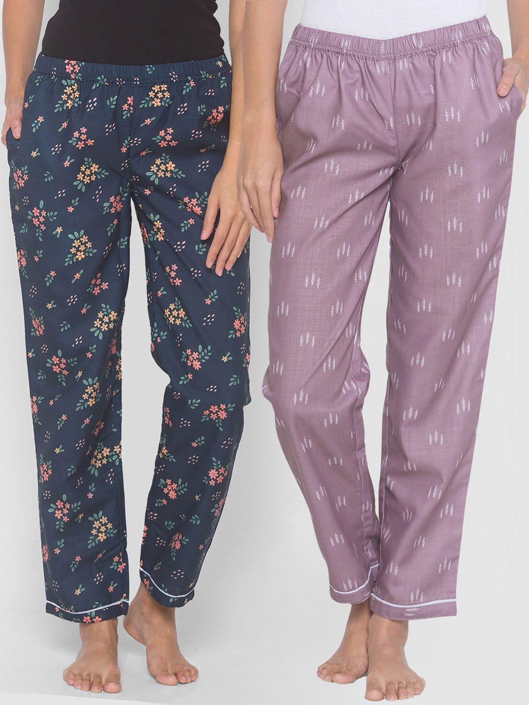 fashionrack women set of 2 printed cotton lounge pants