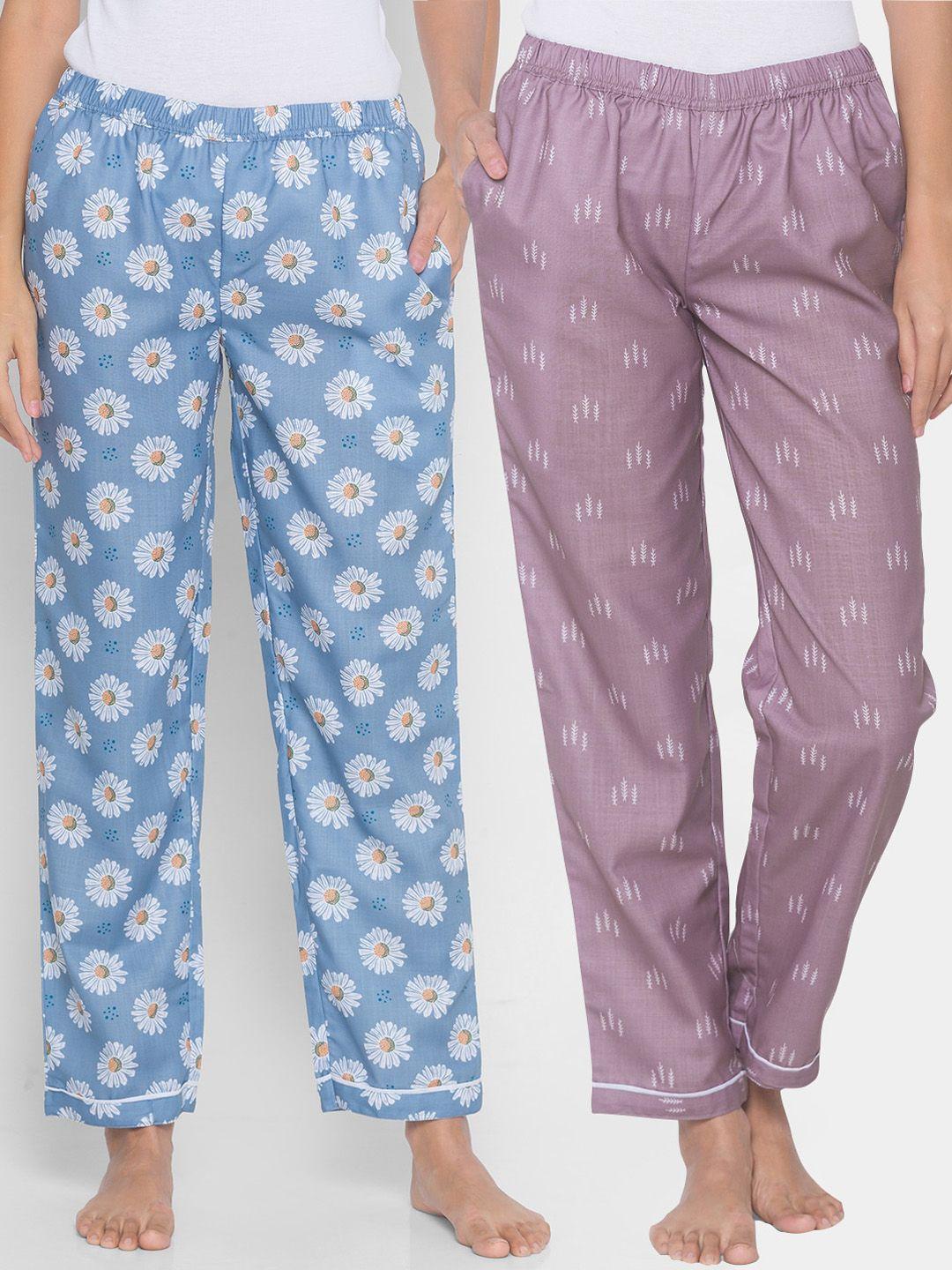 fashionrack women set of 2 printed cotton lounge pants