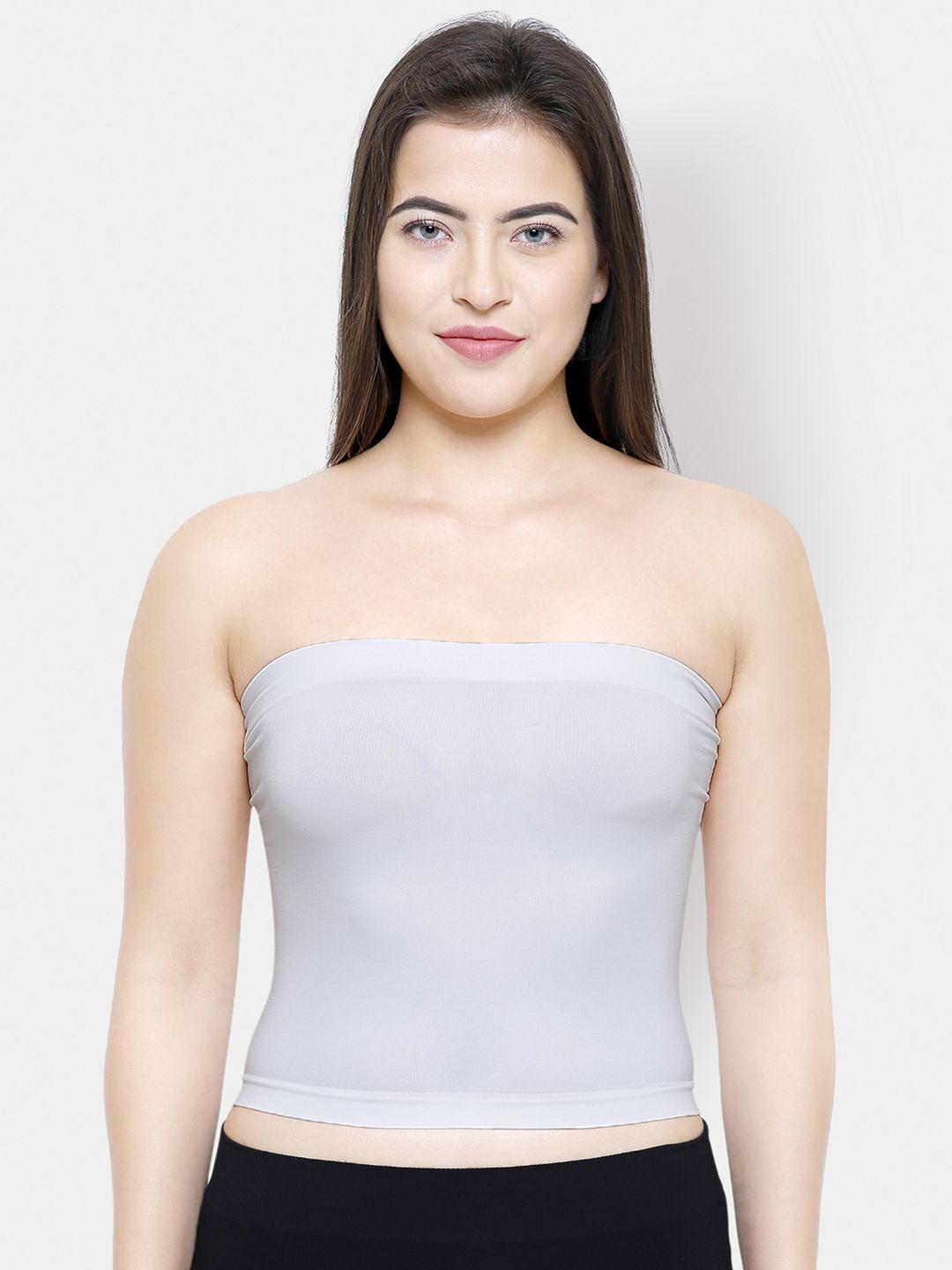fashionrack women white solid strapless cropped camisole 011white