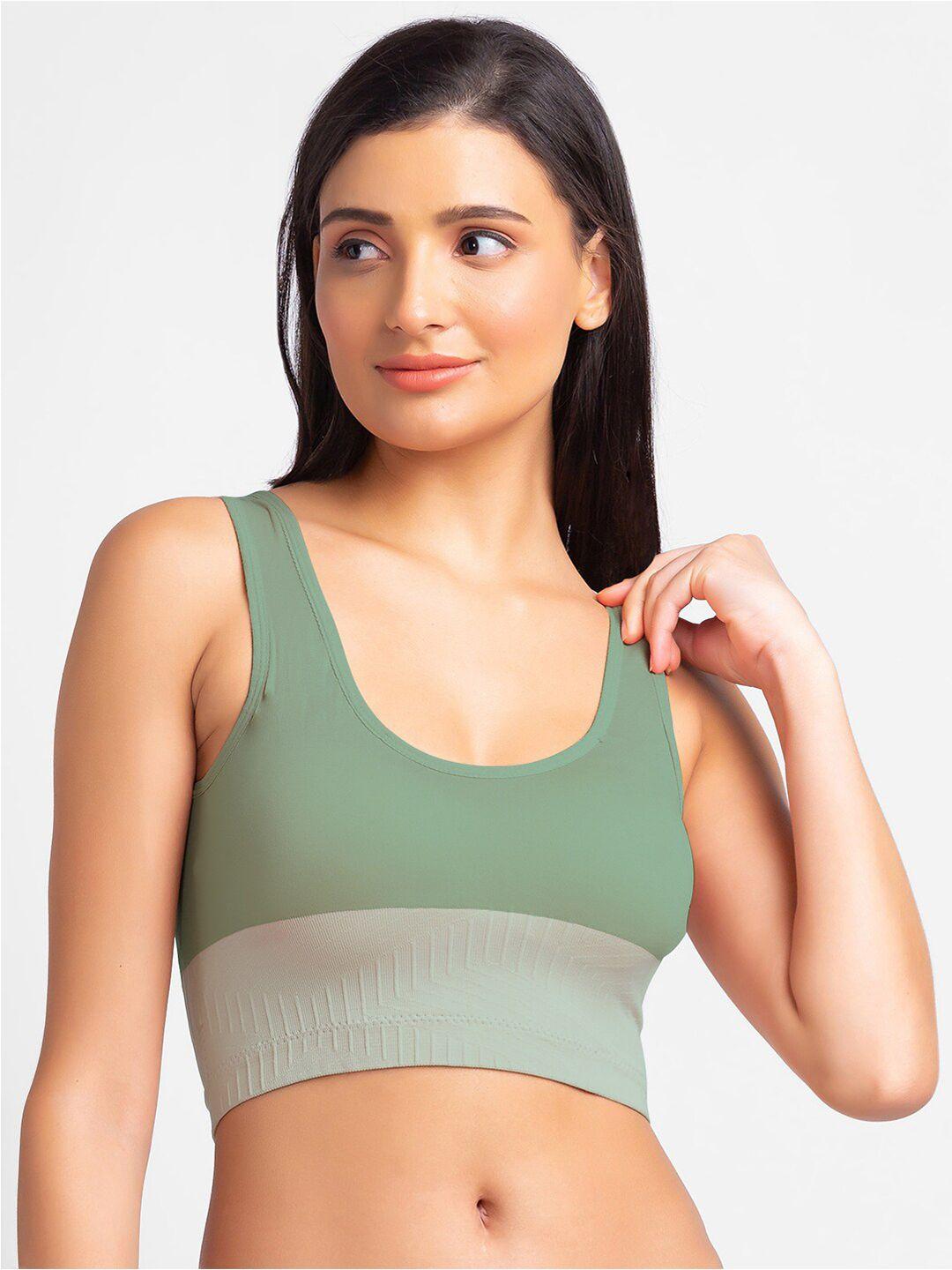 fashionrack workout cotton anti-microbial colourblocked non-padded bra