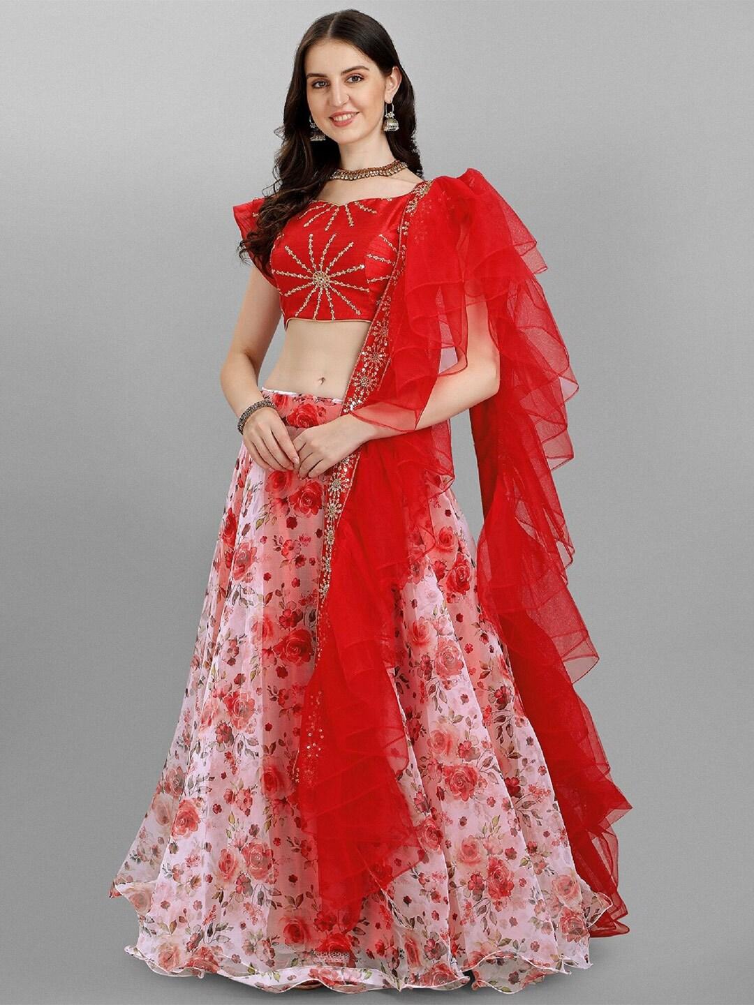 fashionuma embellished semi-stitched lehenga & unstitched blouse with dupatta