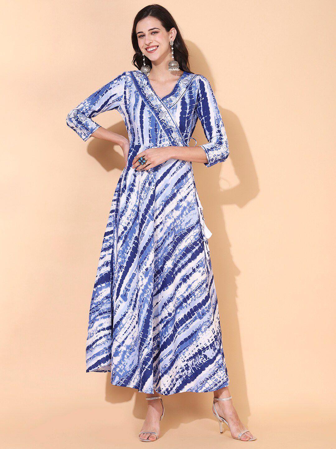 fashor blue tie and dye maxi dress