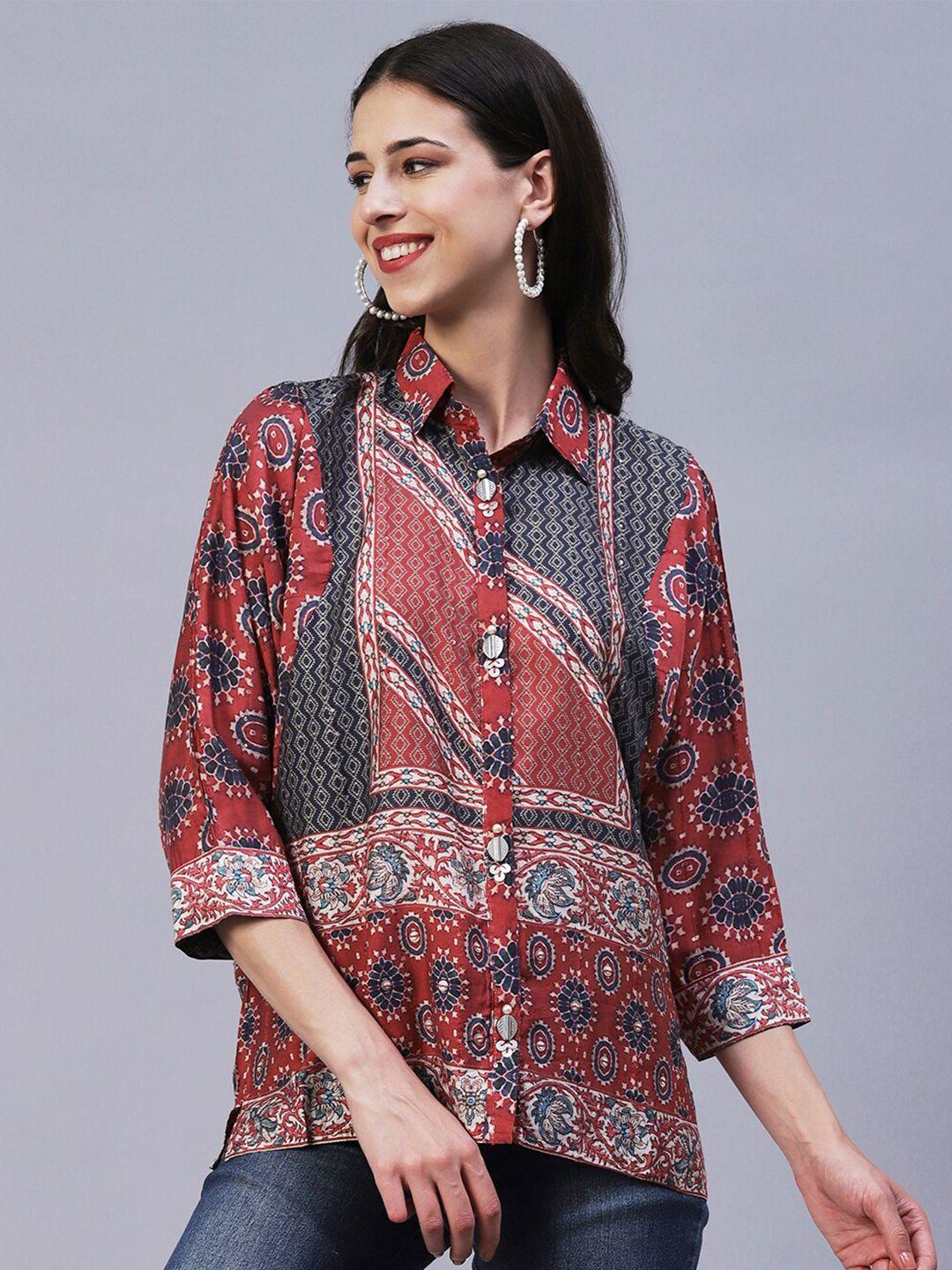 fashor ethnic motifs printed casual shirt