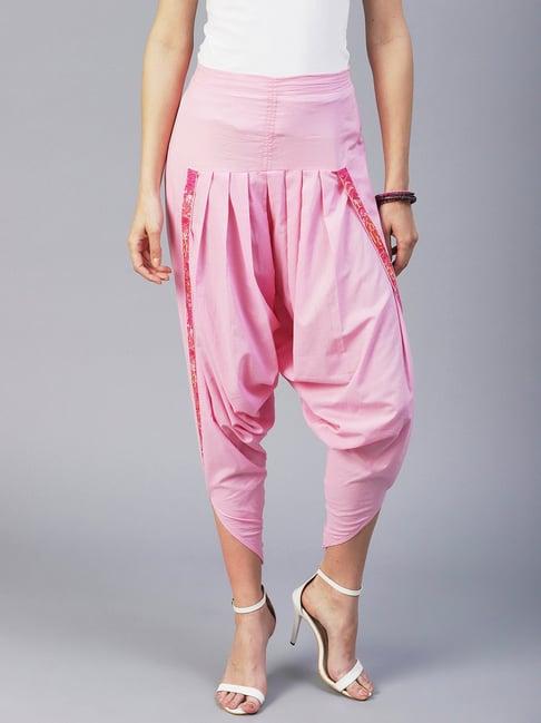 fashor pink cotton regular fit dhoti pants