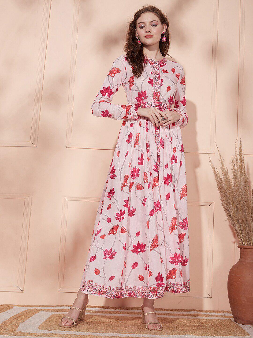 fashor pink floral print maxi dress