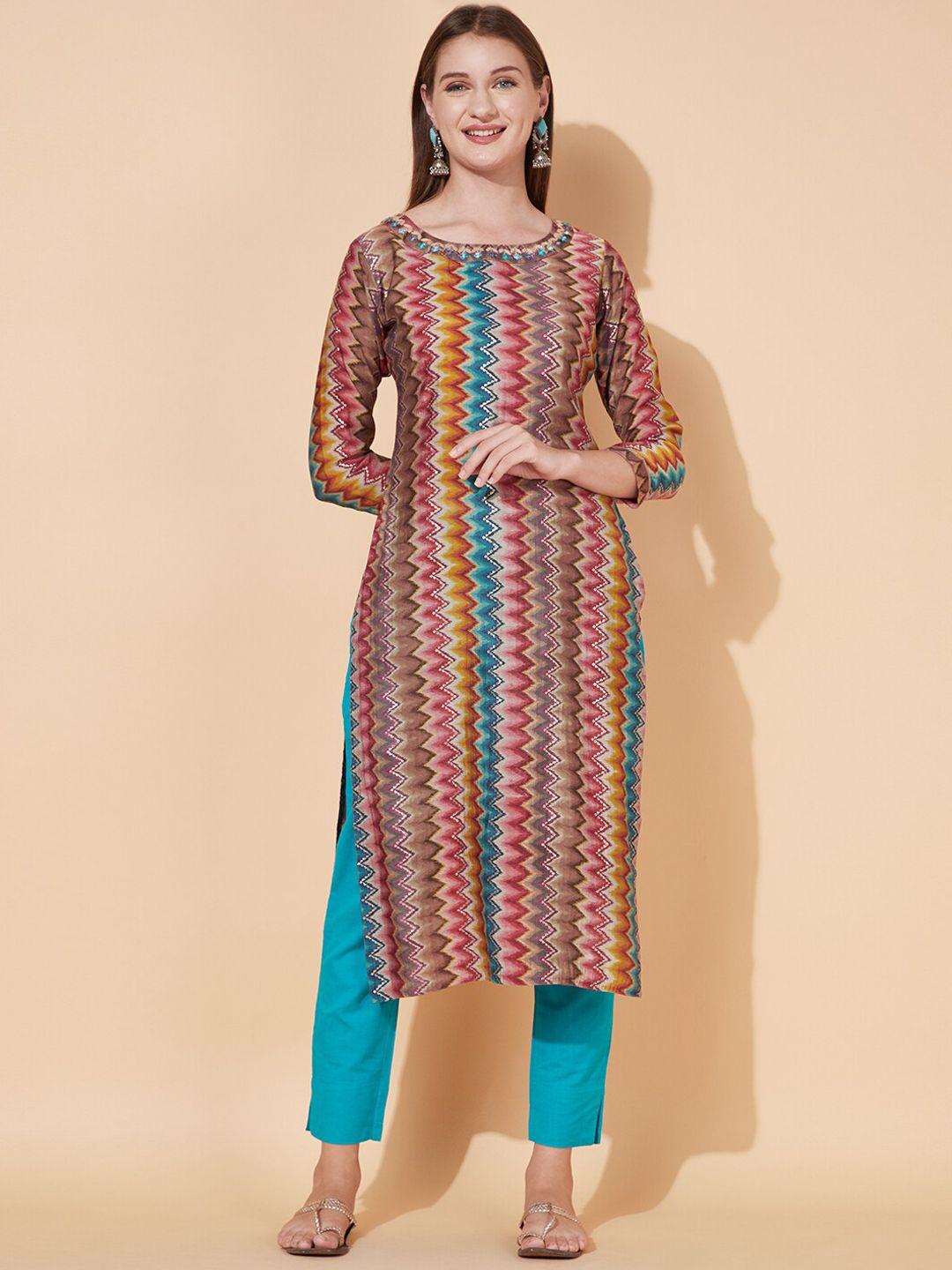 fashor women multicoloured geometric printed kurta