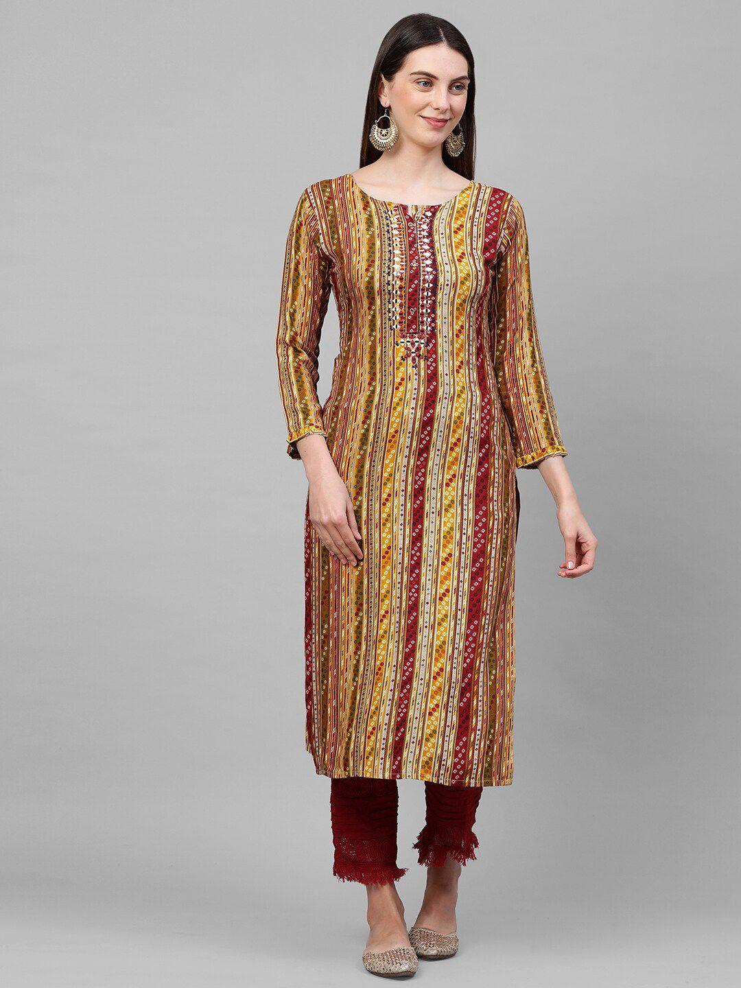 fashor women multicoloured printed flared sleeves kurta