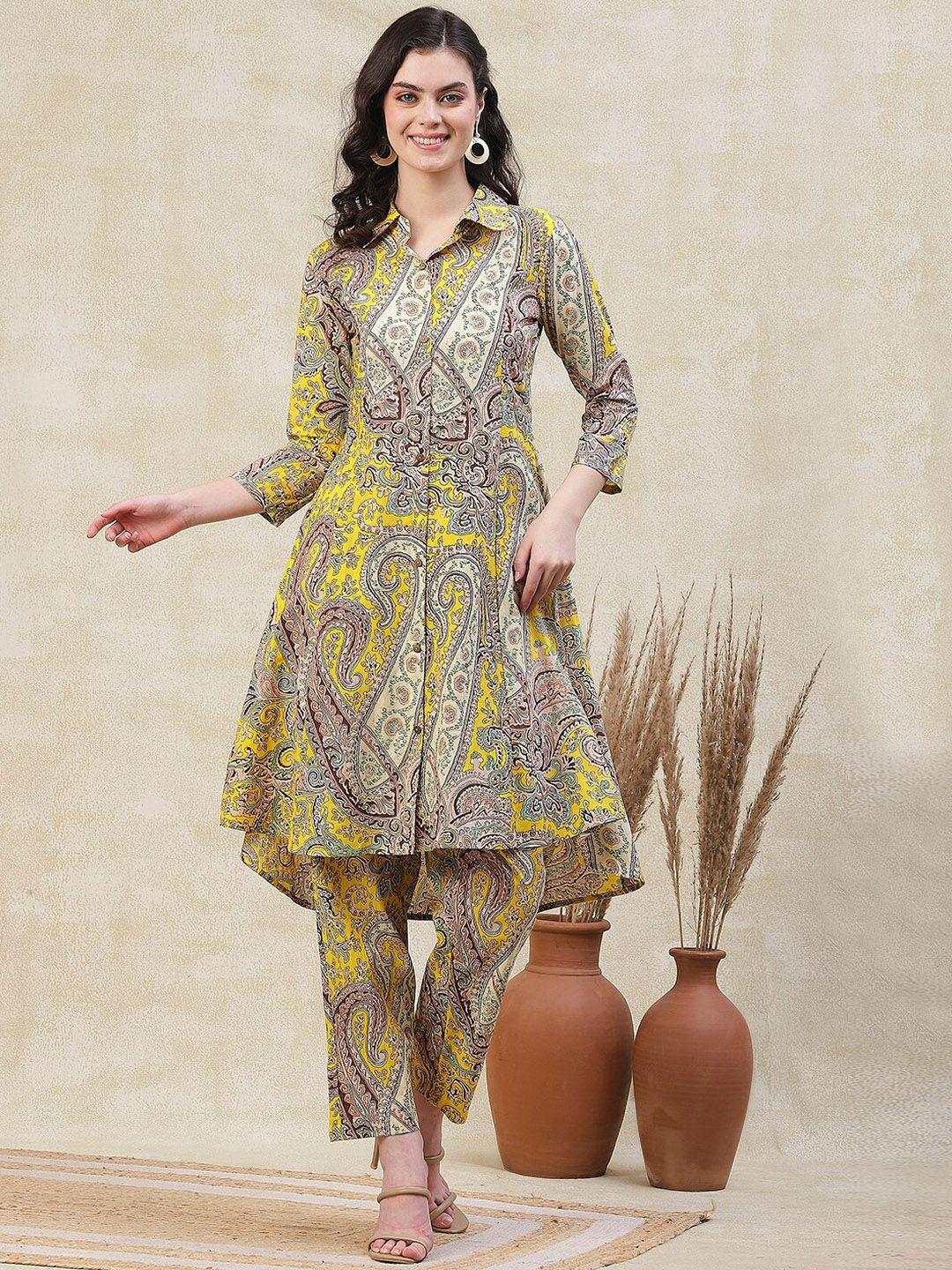 fashor abstract printed a-line fit tunic with trouser