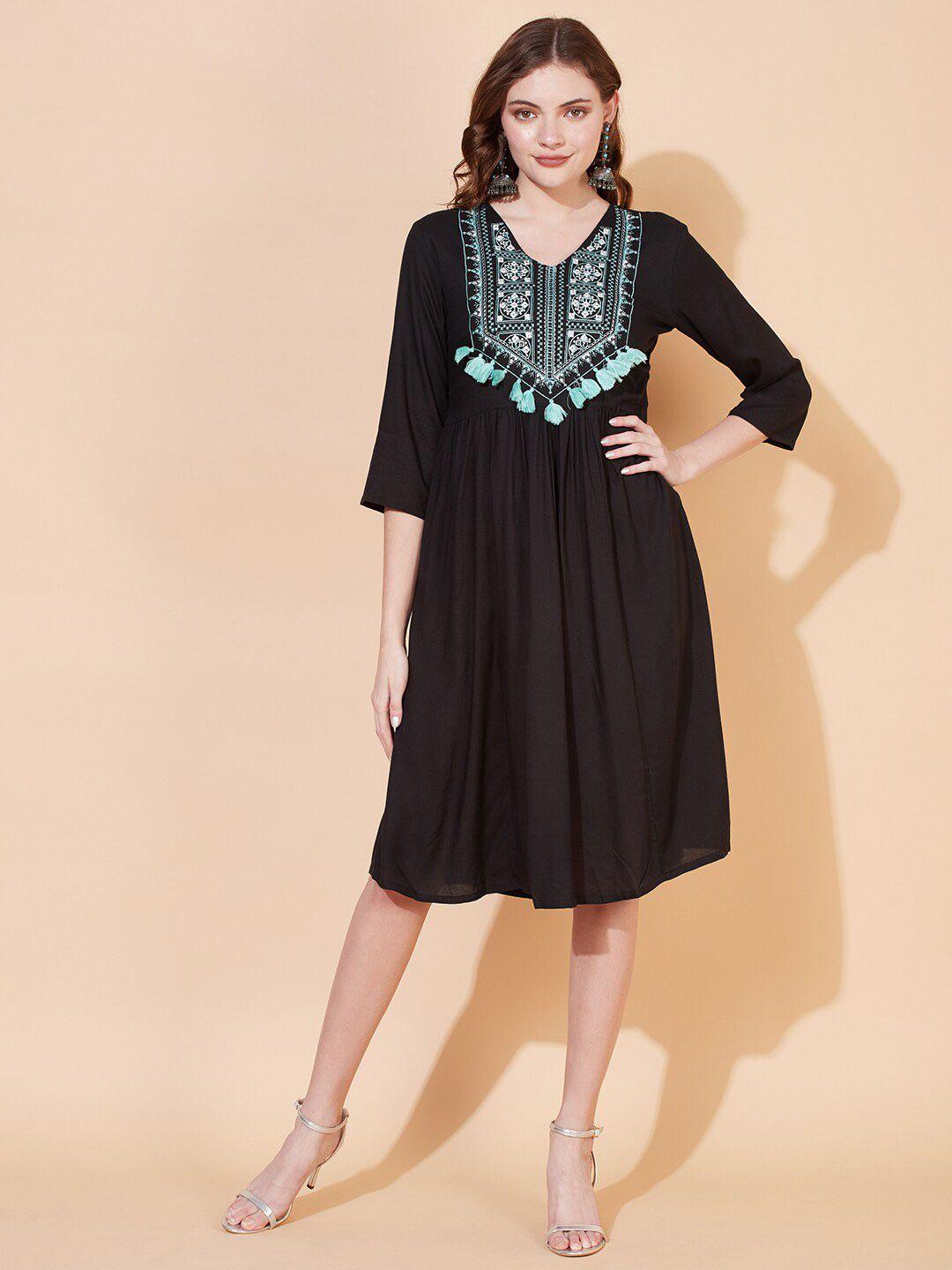 fashor black ethnic motifs embroidered ethnic dress