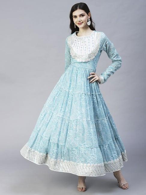 fashor blue printed maxi dress