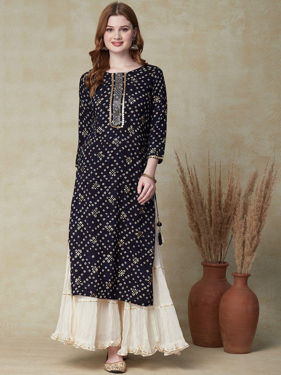 fashor embroidered gotta patti straight kurta