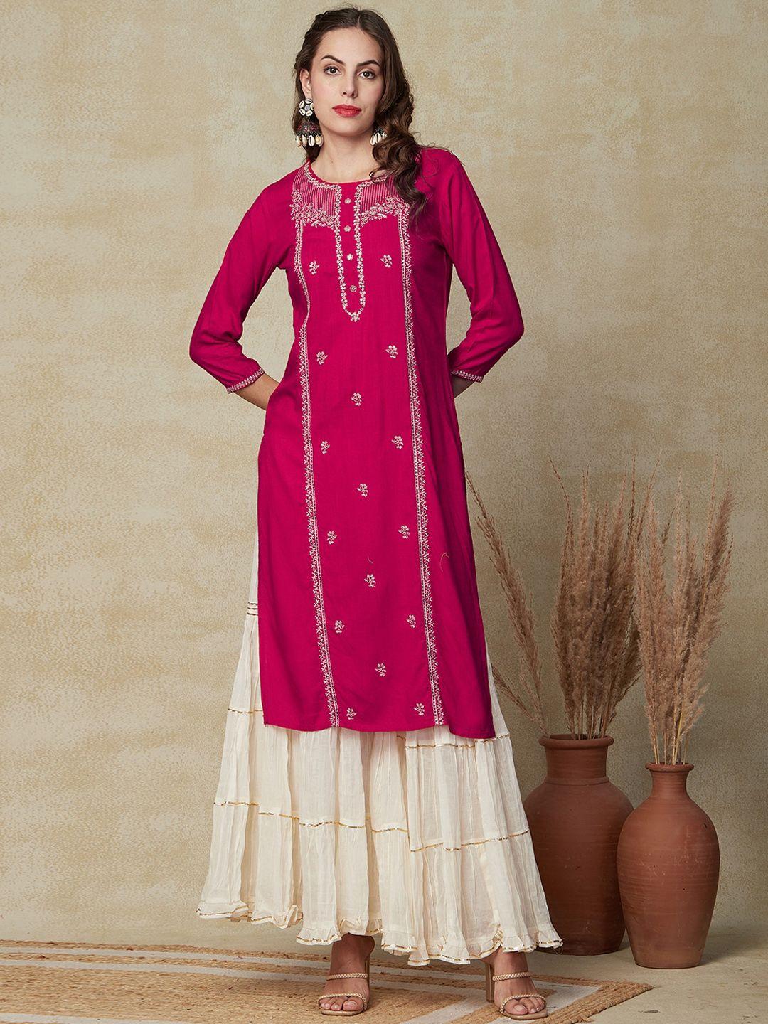 fashor embroidered straight kurta