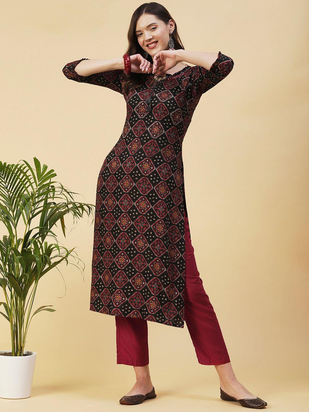 fashor ethnic motifs printed cotton kurta