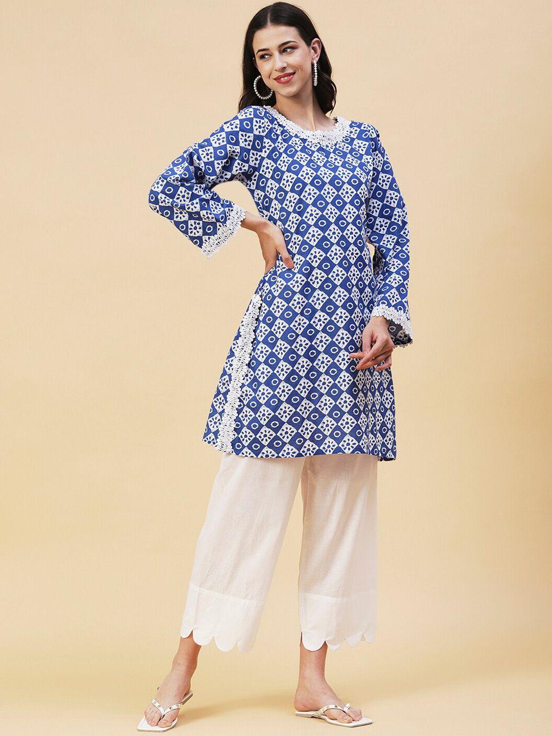 fashor ethnic motifs printed pure cotton kurta with trousers