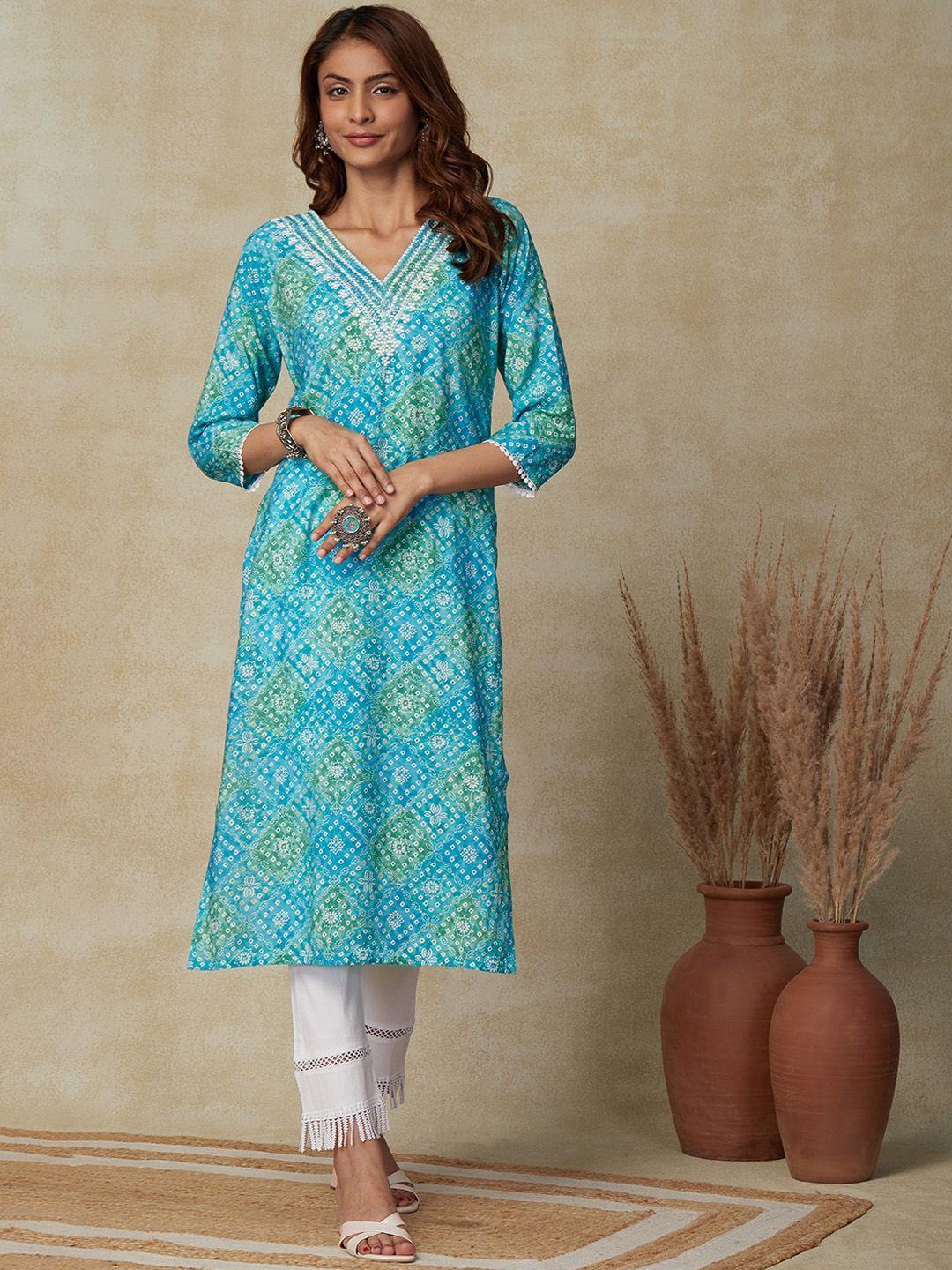 fashor ethnic motifs printed thread work kurta