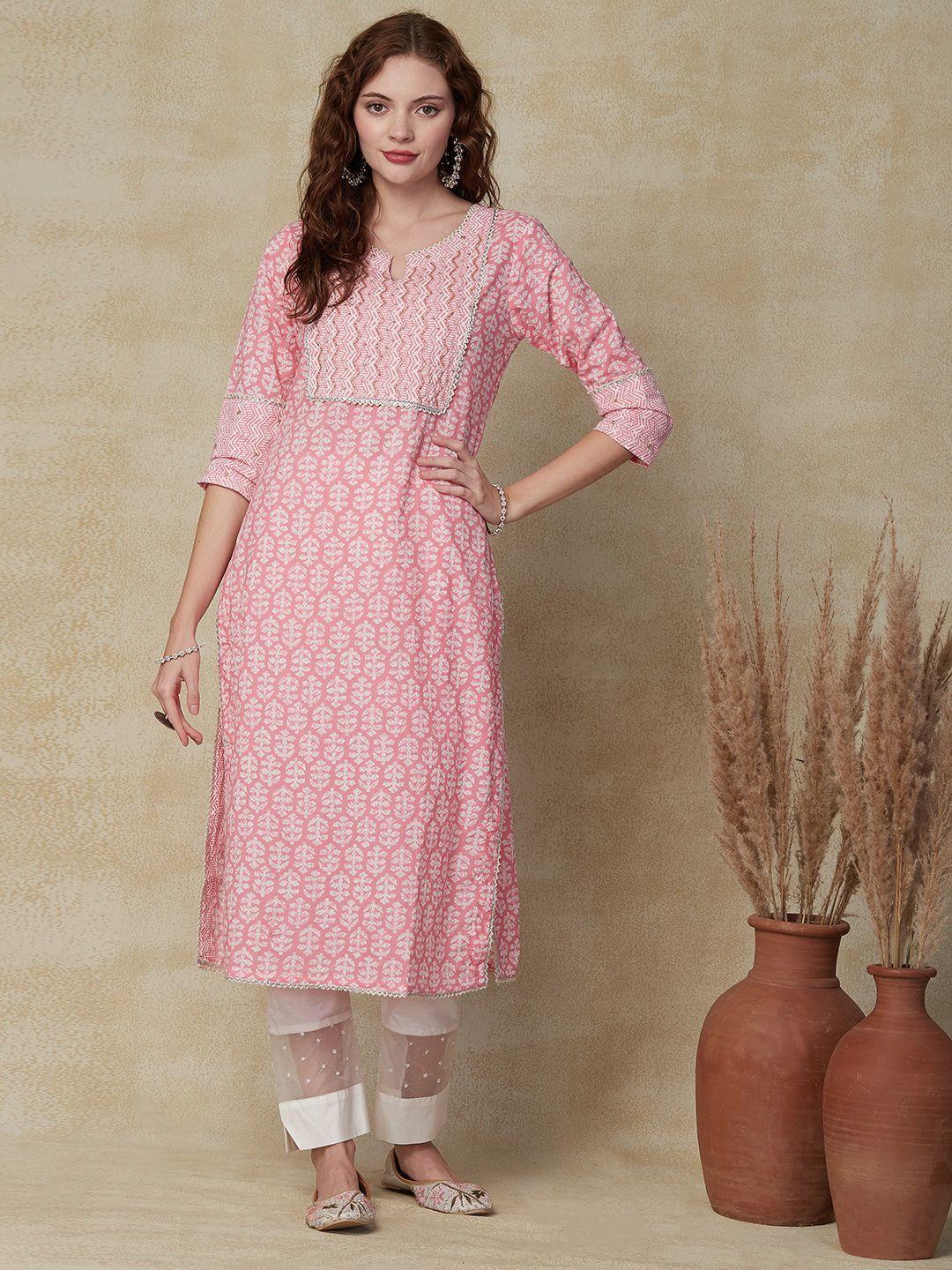 fashor ethnic motifs yoke design gotta patti straight kurta