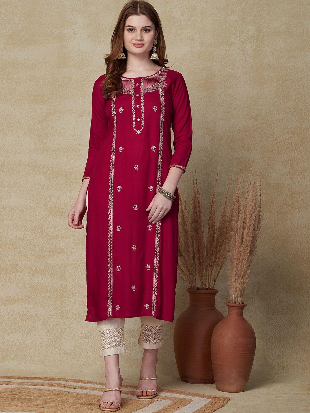 fashor floral embroidered sequinned kurta