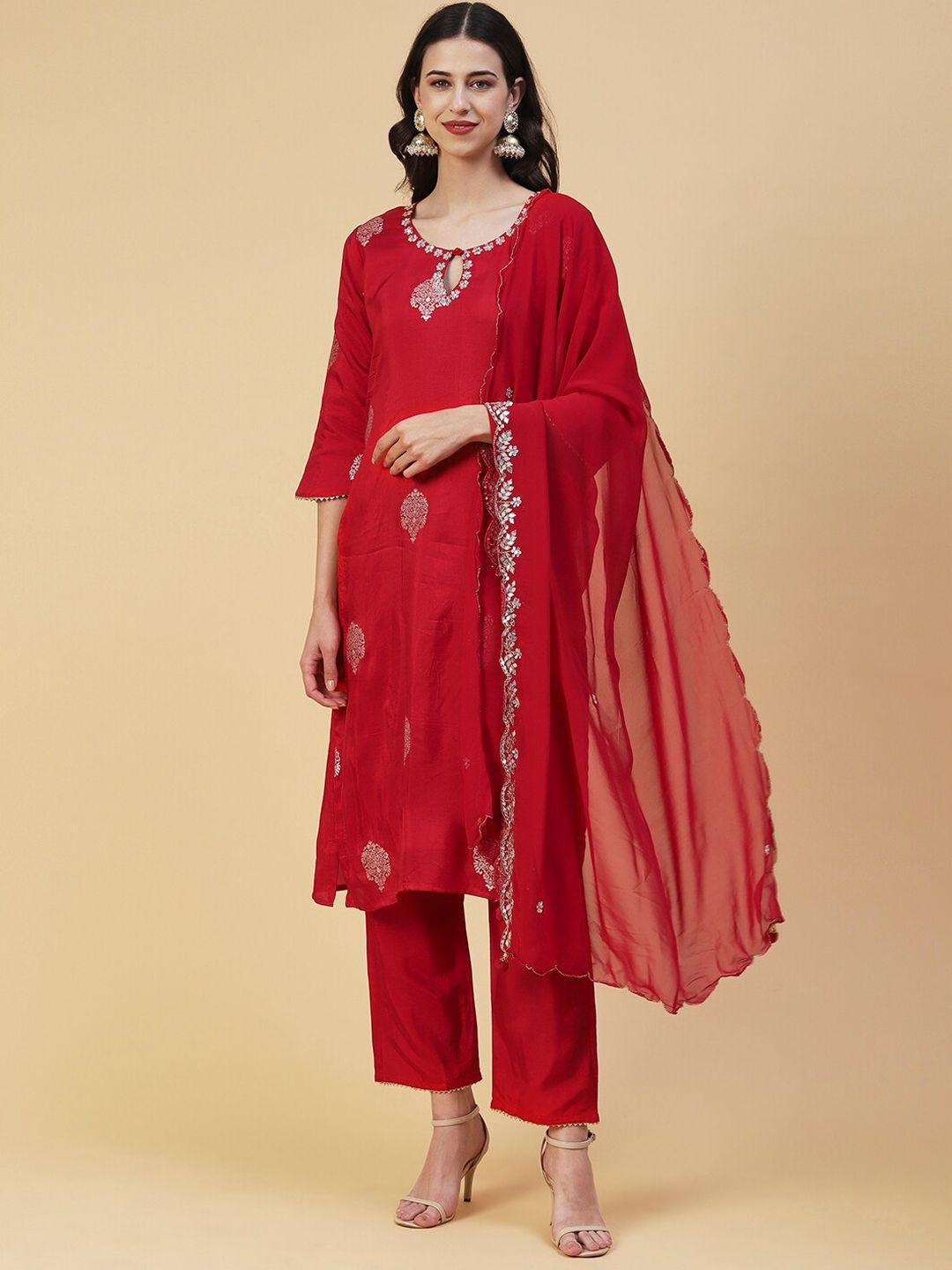 fashor floral kurta with trousers & with dupatta