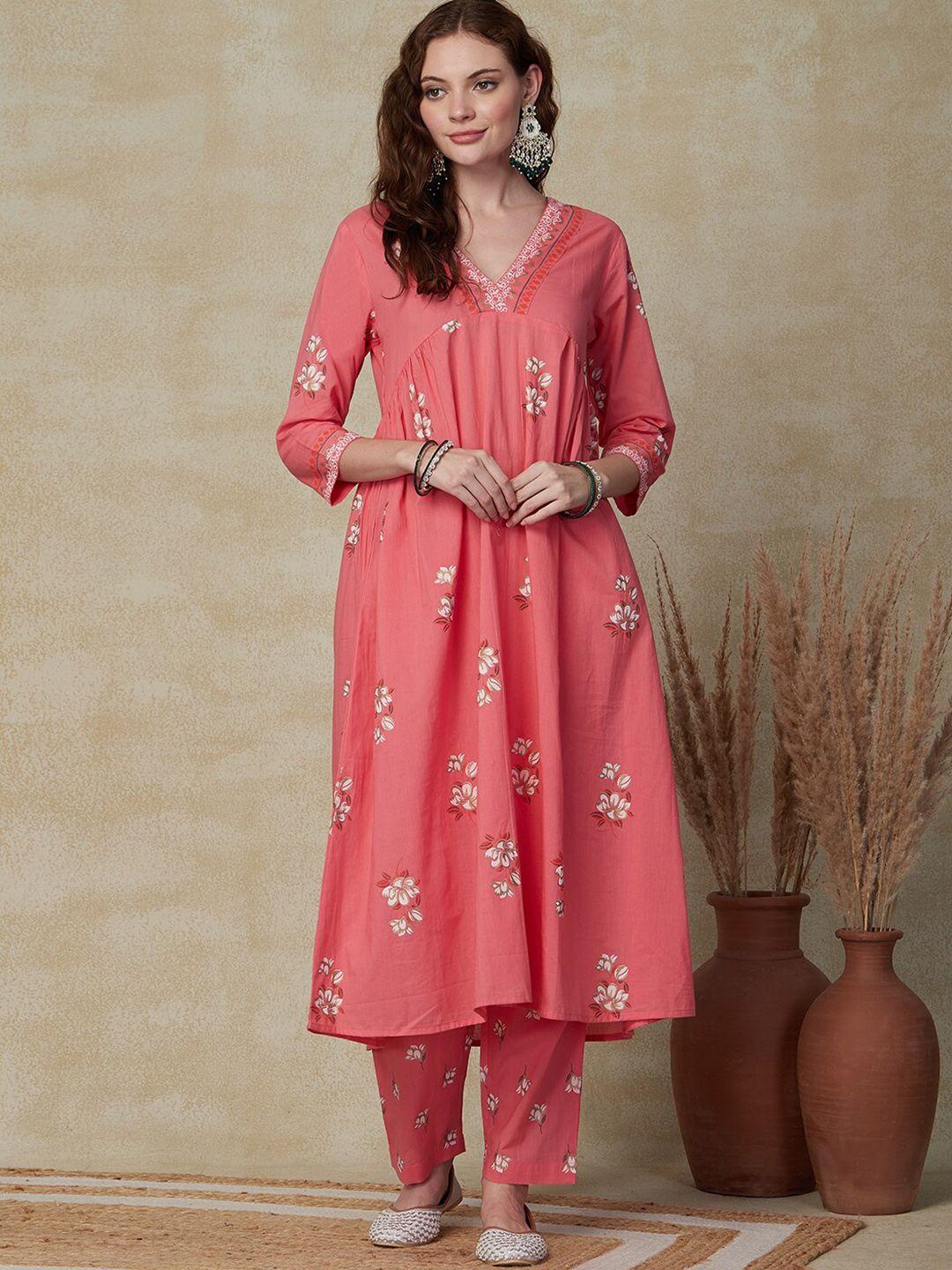 fashor floral printed empire a-line kurta with trousers