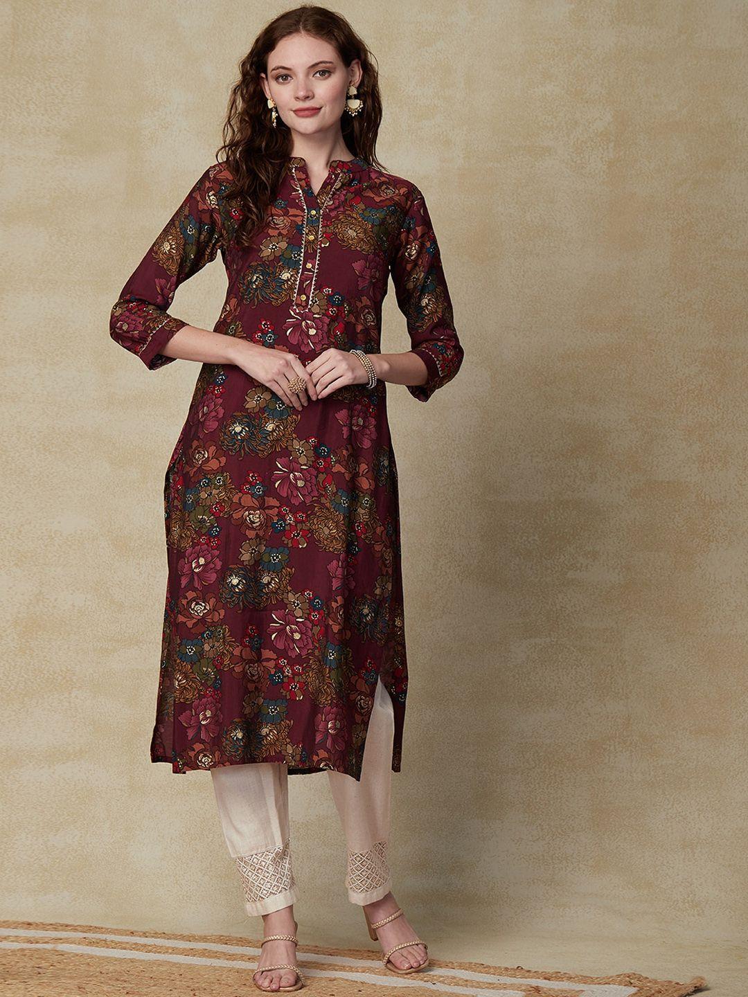 fashor floral printed gotta patti straight kurta