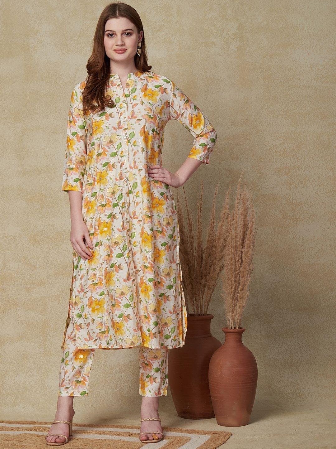 fashor floral printed kurta with trousers