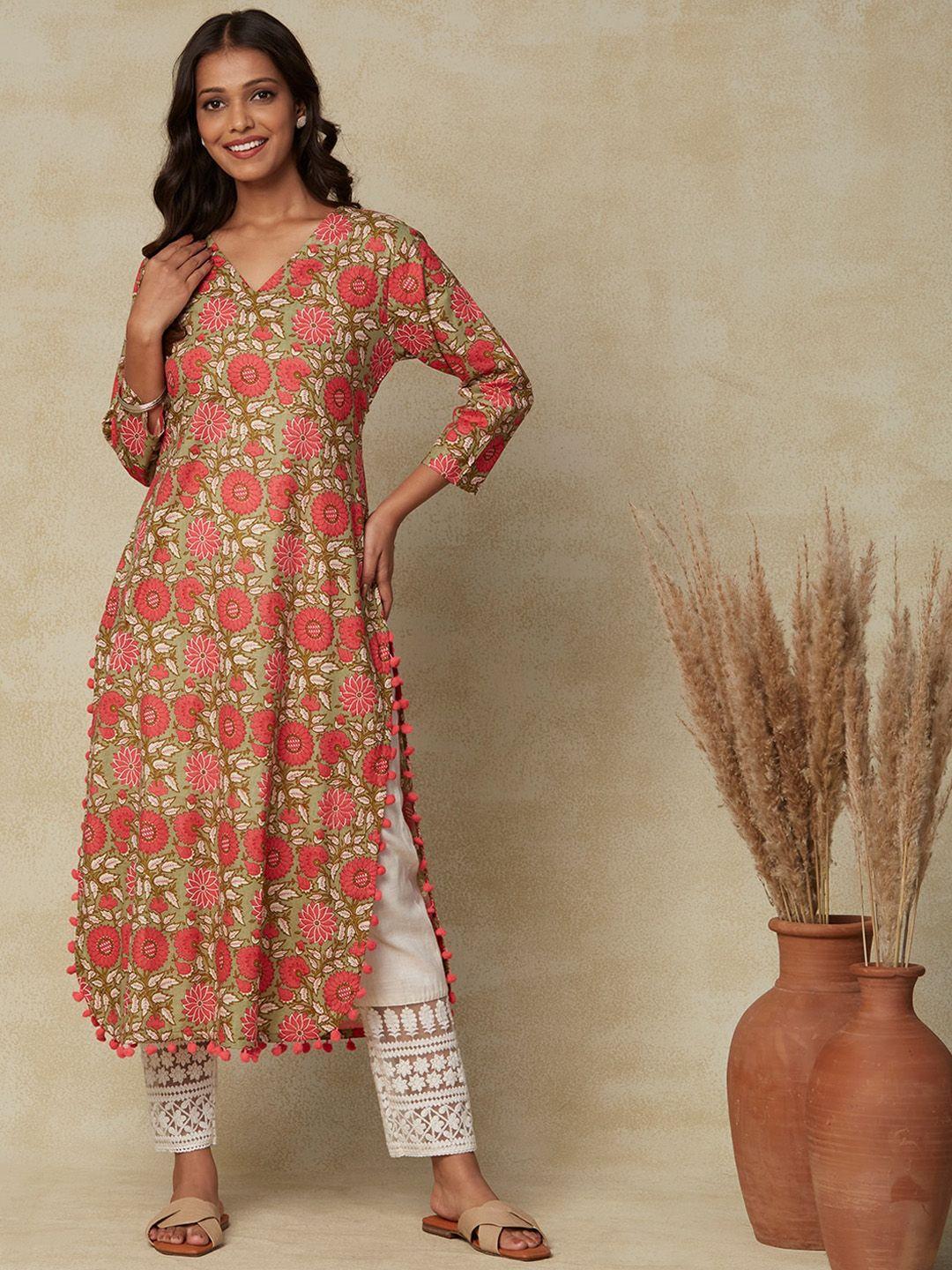 fashor floral printed sequinned kurta