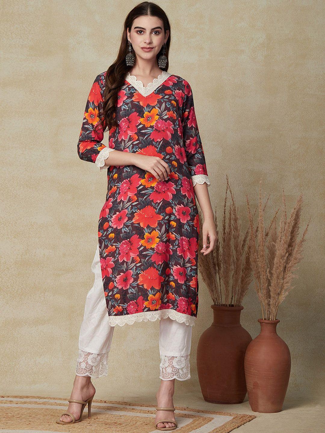 fashor floral printed straight kurta