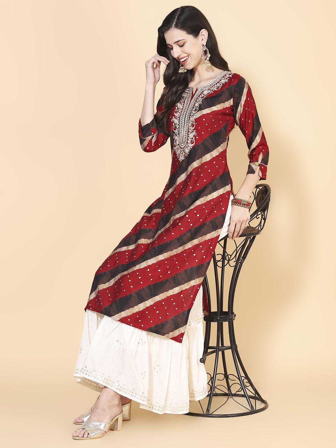 fashor leheriya printed calf length kurta