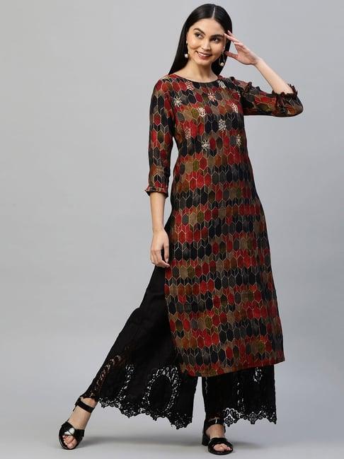 fashor multicolor embellished straight kurta