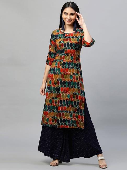 fashor multicolor embellished straight kurta