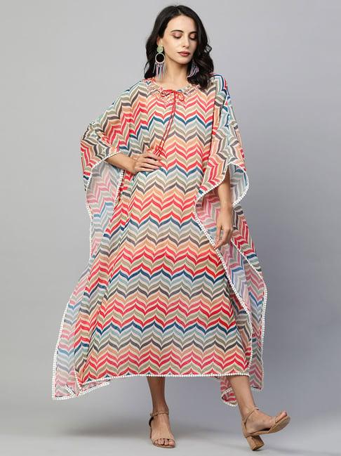 fashor multicolor printed kaftan dress
