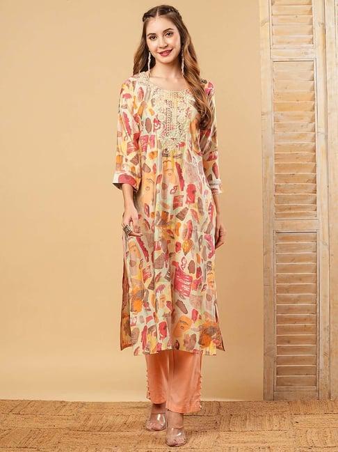 fashor multicolor printed straight kurta