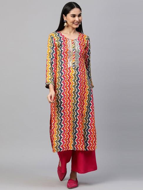 fashor multicolored embellished straight kurta