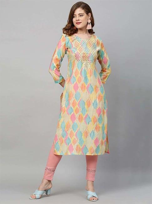 fashor multicolored embellished straight kurta