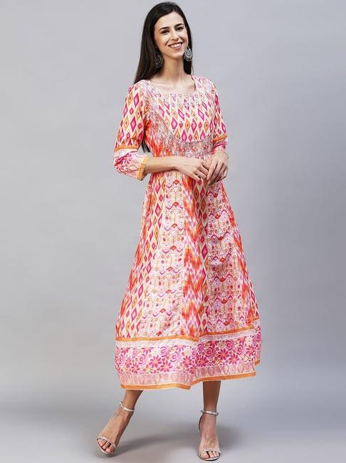 fashor multicolored embroidered maxi dress