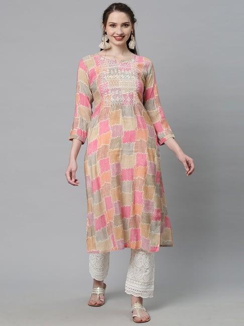 fashor multicolored embroidered straight kurta