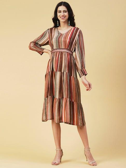 fashor multicolored printed a-line dress