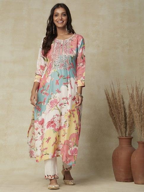 fashor multicolored printed straight kurta