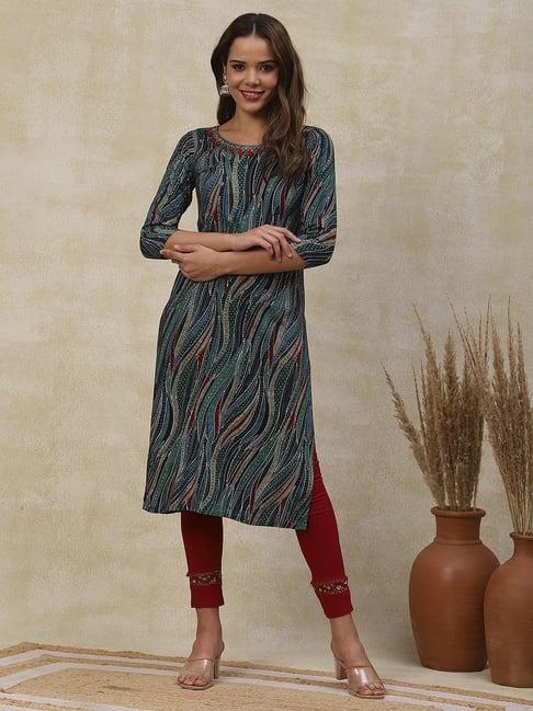 fashor multicolored printed straight kurta