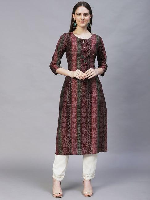 fashor multicolored printed straight kurta